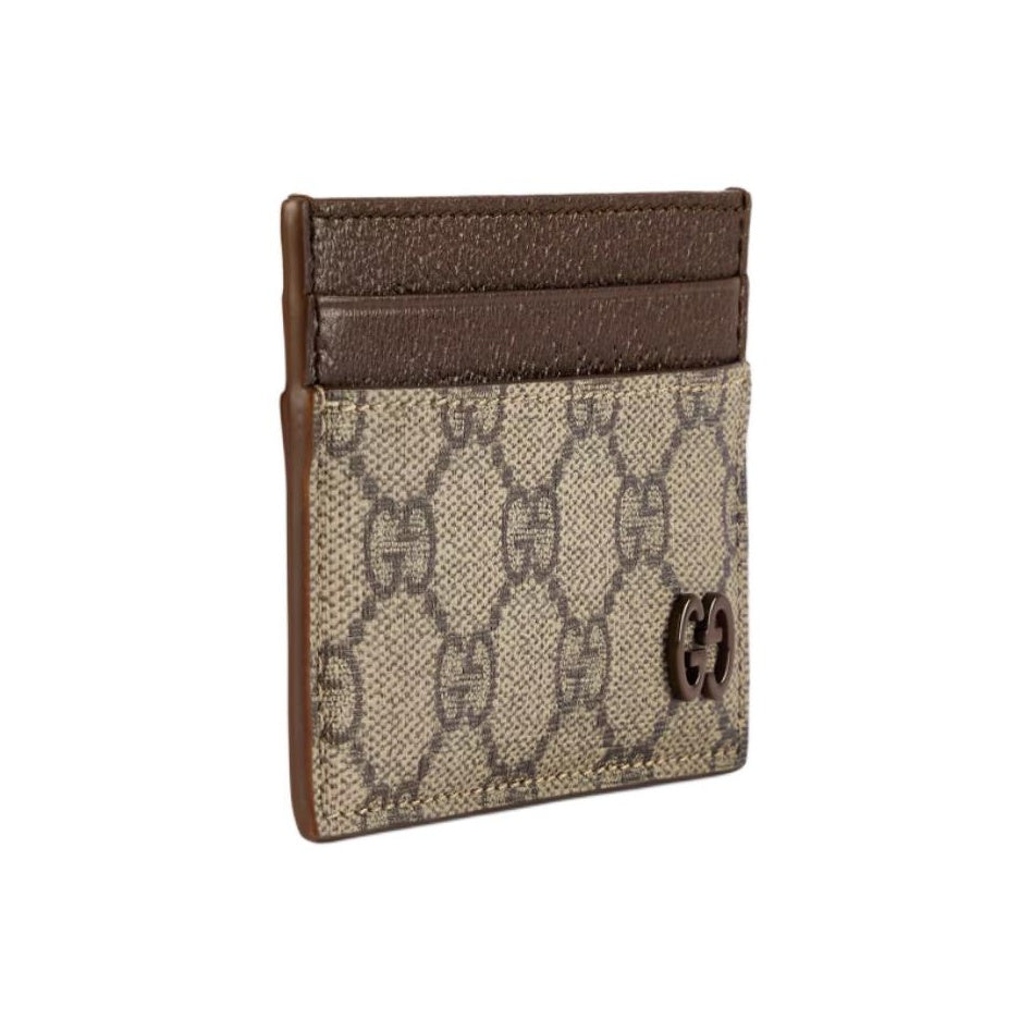 GUCCI Men's Beige & Ebony Canvas & Leather Card Holder | 768248