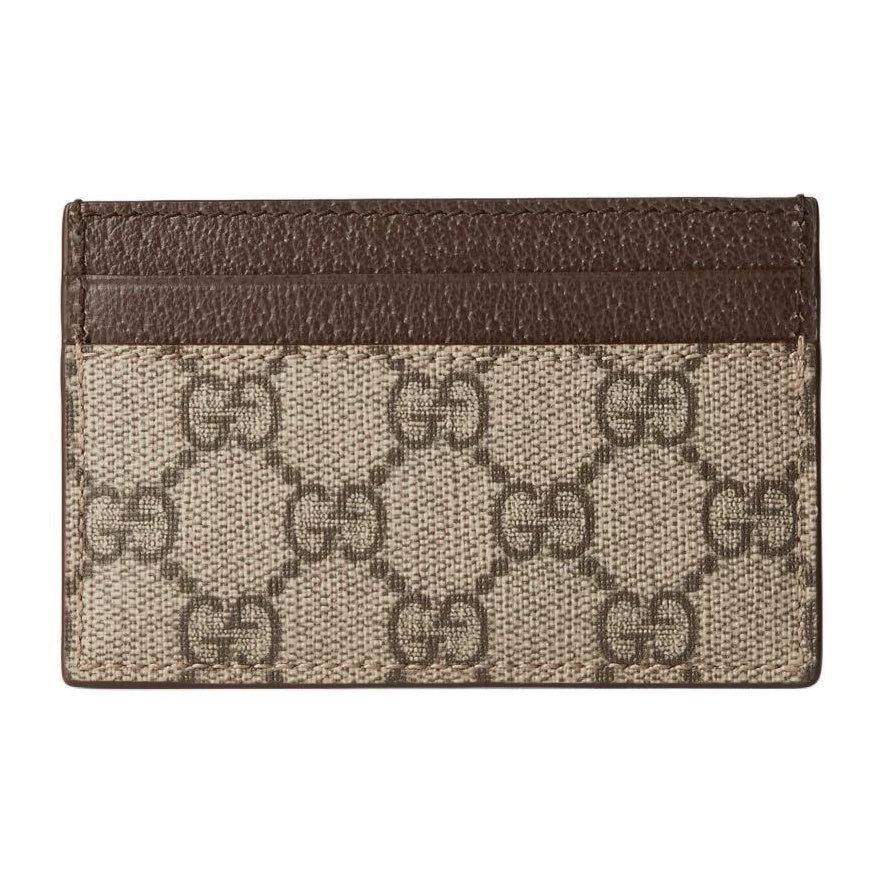 GUCCI Men's Beige & Ebony Canvas & Leather Card Holder | 768248