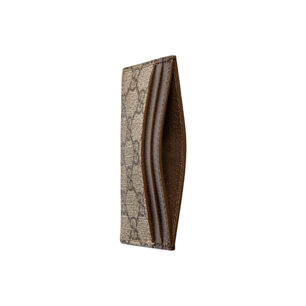 GUCCI Men's Beige & Ebony Canvas & Leather Card Holder | 768248