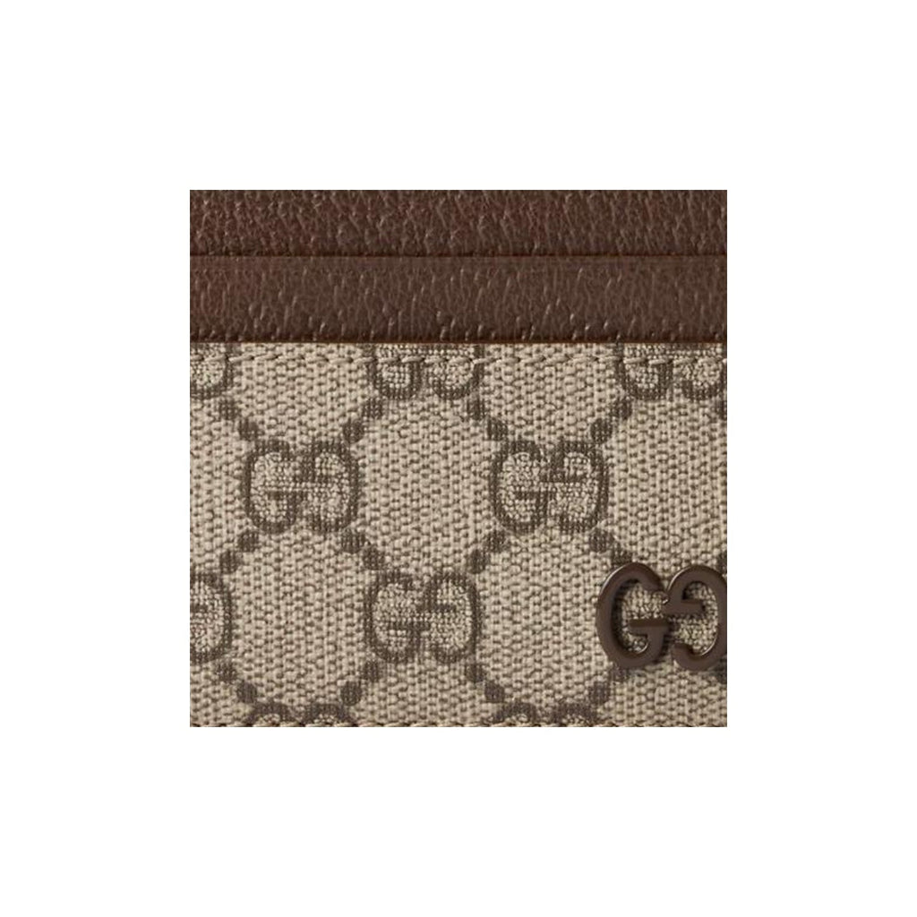 GUCCI Men's Beige & Ebony Canvas & Leather Card Holder | 768248
