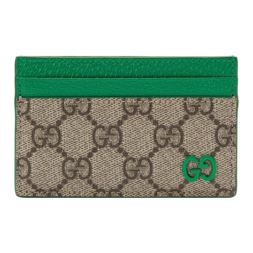 GUCCI Men's Green & Brown Canvas & Leather Card Holder | 768248