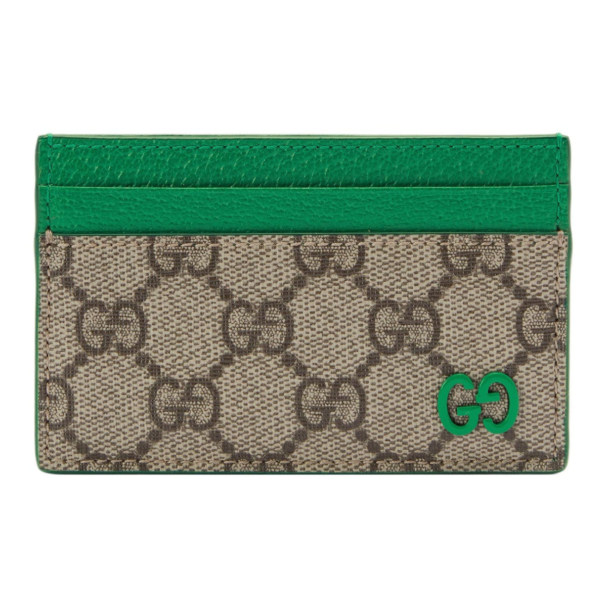 GUCCI Men's Green & Brown Canvas & Leather Card Holder | 768248