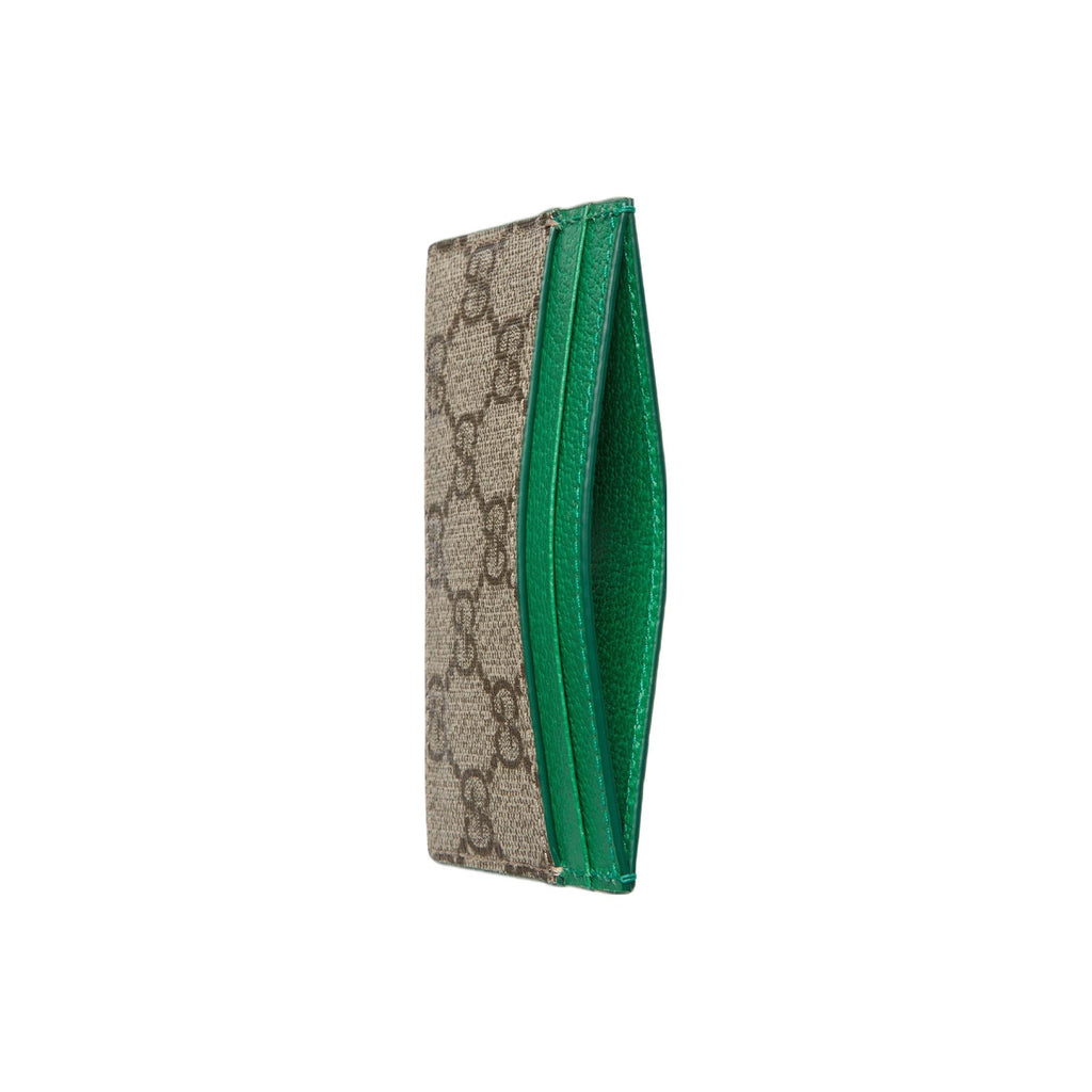 GUCCI Men's Green & Brown Canvas & Leather Card Holder | 768248