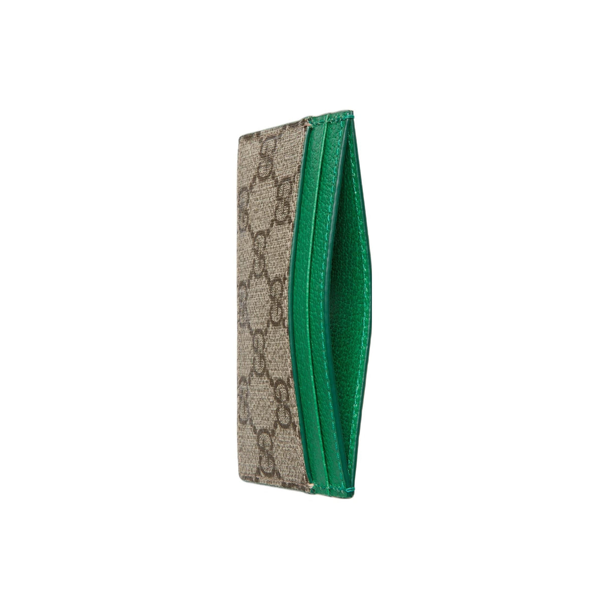 GUCCI Men's Green & Brown Canvas & Leather Card Holder | 768248