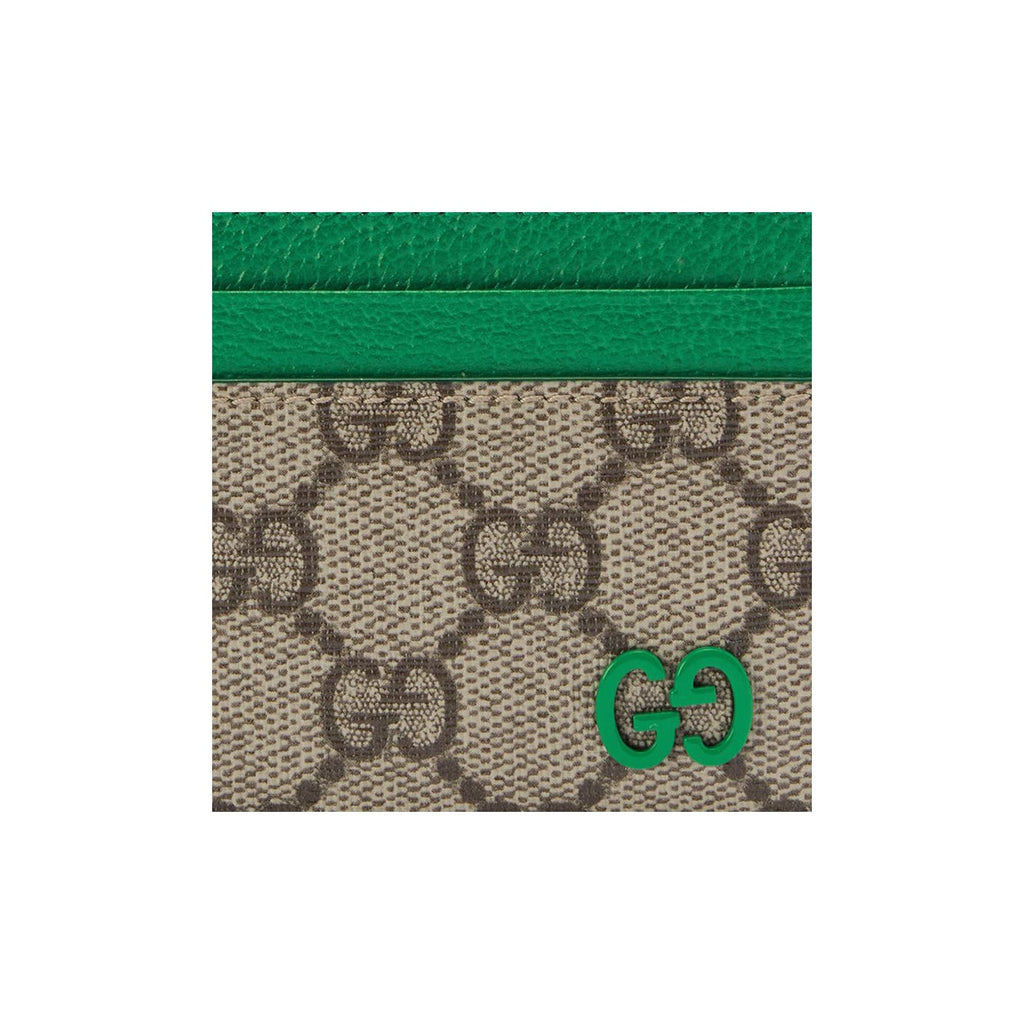 GUCCI Men's Green & Brown Canvas & Leather Card Holder | 768248
