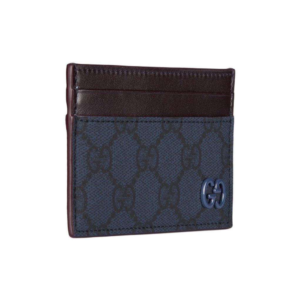 GUCCI GG Supreme Men's Dark Blue Leather Card Holder | 768248