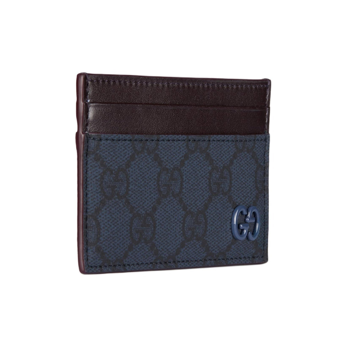 GUCCI GG Supreme Men's Dark Blue Leather Card Holder | 768248