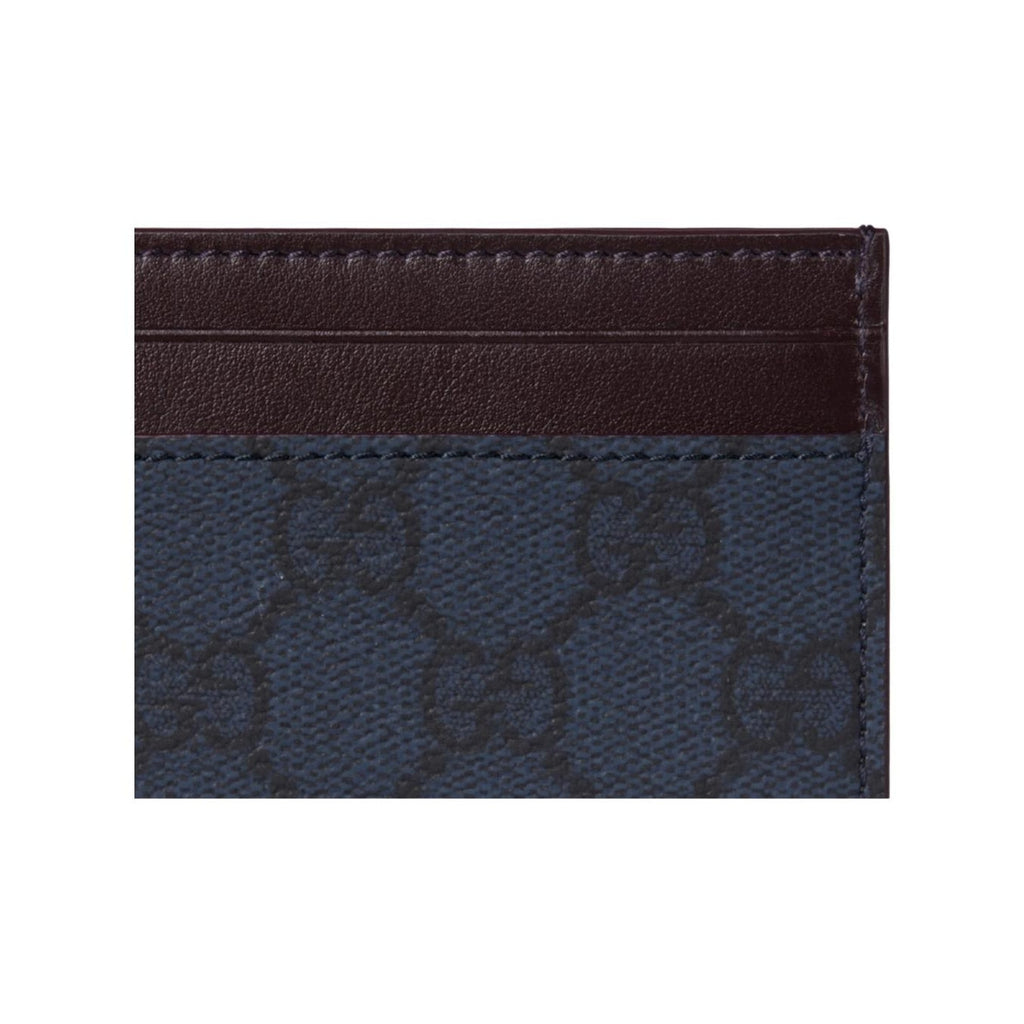GUCCI GG Supreme Men's Dark Blue Leather Card Holder | 768248