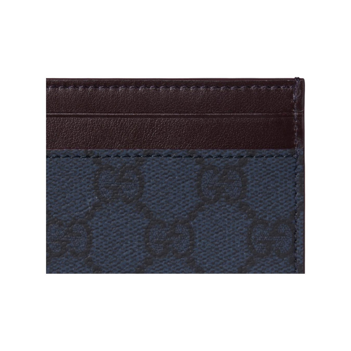 GUCCI GG Supreme Men's Dark Blue Leather Card Holder | 768248