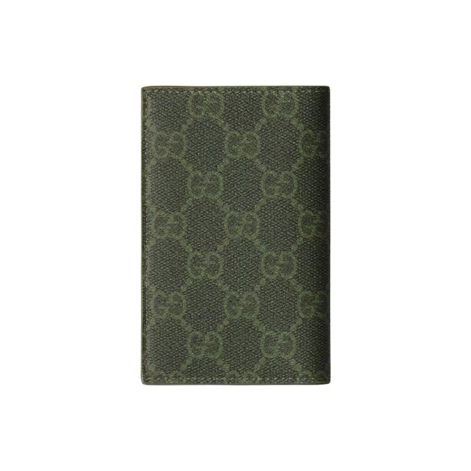 GUCCI GG Monogram Men's Forest Green Coated Canvas Bifold Card Holder | 768249