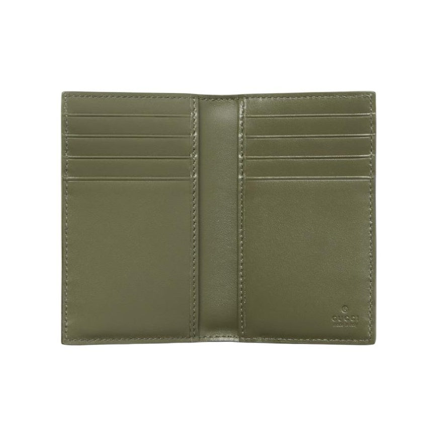 GUCCI GG Monogram Men's Forest Green Coated Canvas Bifold Card Holder | 768249