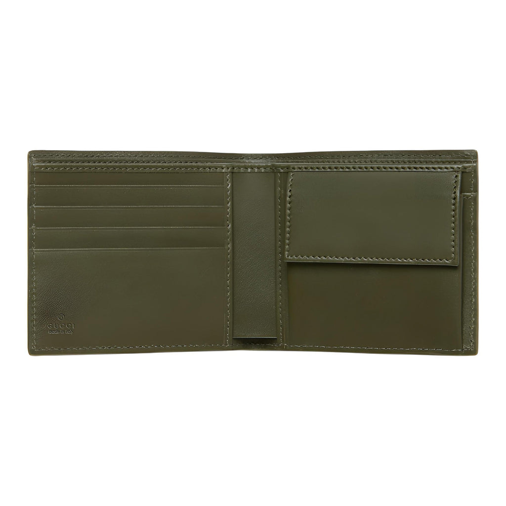 GUCCI Men's Forest Green GG Coated Fabric Bifold Wallet | 768244