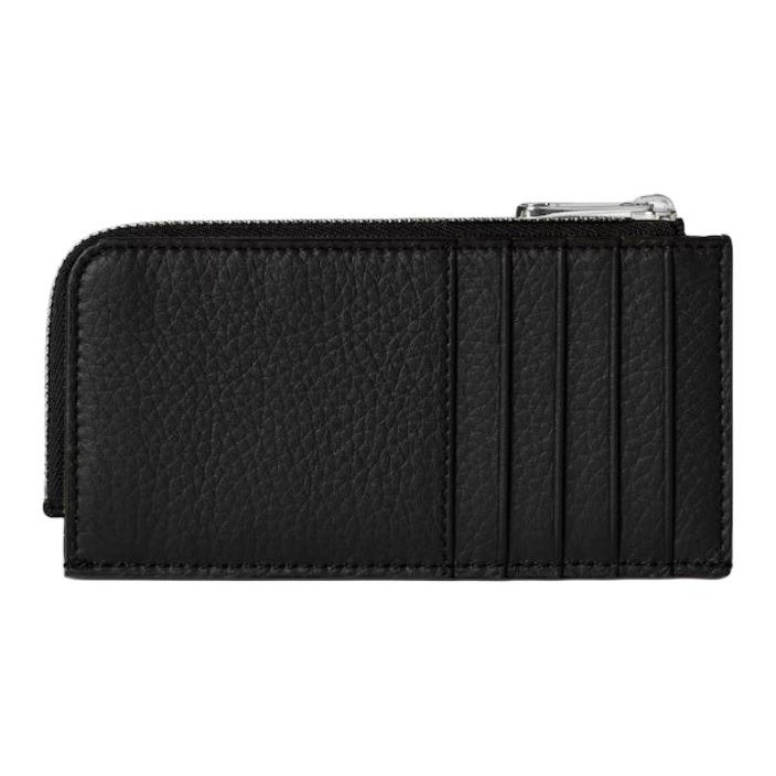 GUCCI Men's Black Grained Leather Card Holder Wallet | 835073