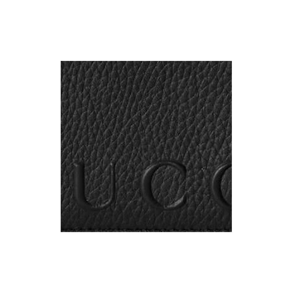 GUCCI Men's Black Grained Leather Card Holder Wallet | 835073