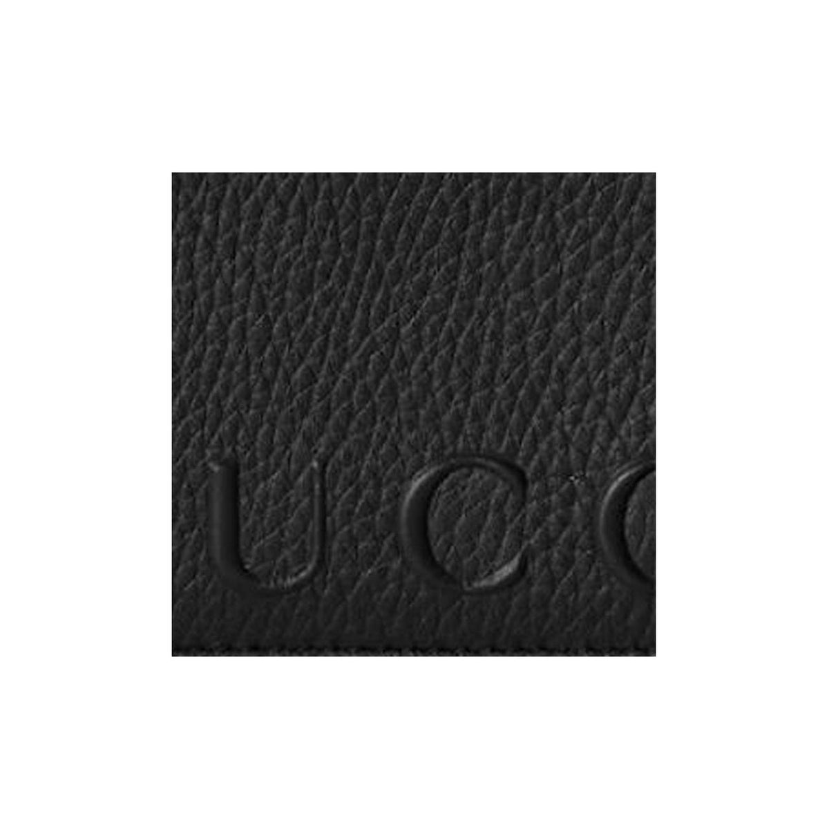 GUCCI Men's Black Grained Leather Card Holder Wallet | 835073
