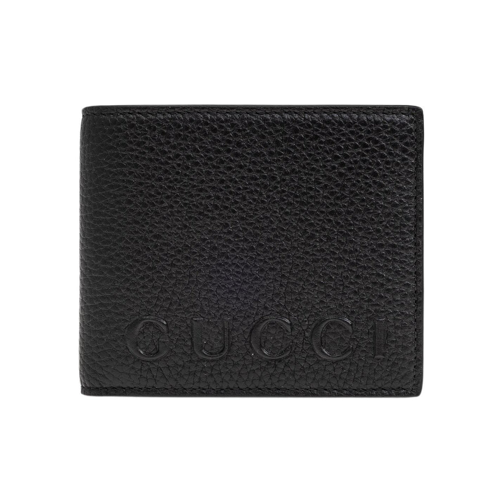 GUCCI Men's Black Leather Bifold Wallet with Embossed Logo | 835119
