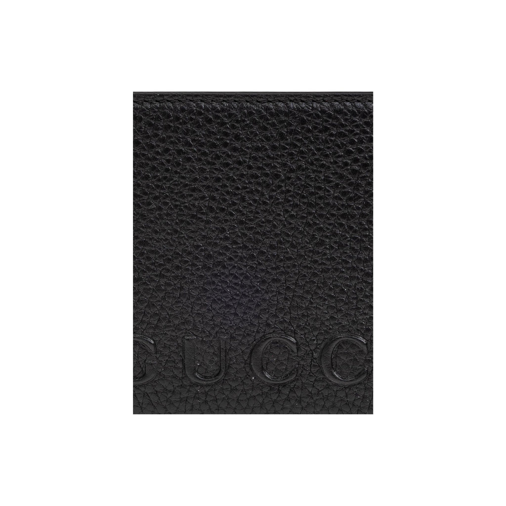 GUCCI Men's Black Leather Bifold Wallet with Embossed Logo | 835119