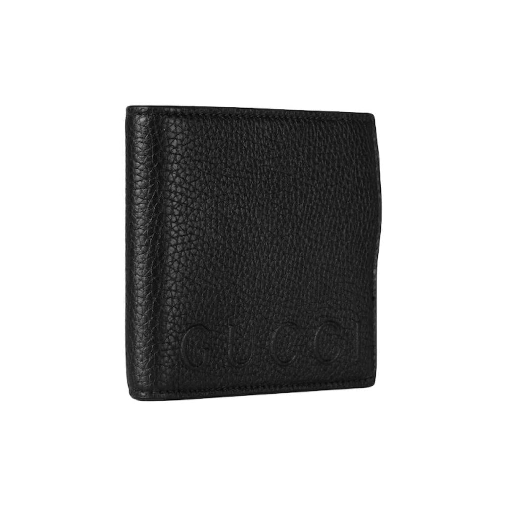 GUCCI Men's Black Grained Leather Wallet with Embossed CC Logo | 835098