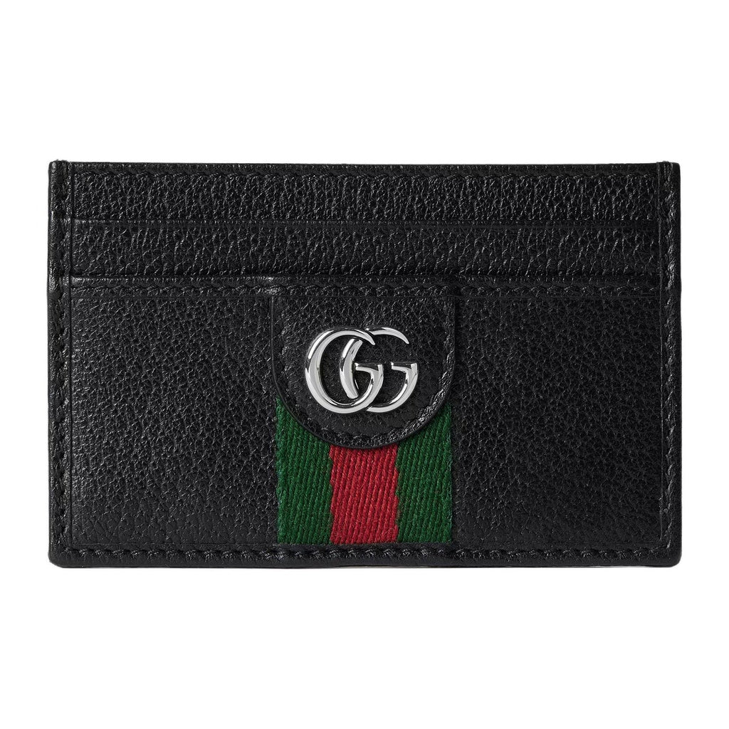 GUCCI GG Embossed Men's Black Soft Leather Card Holder | 834795