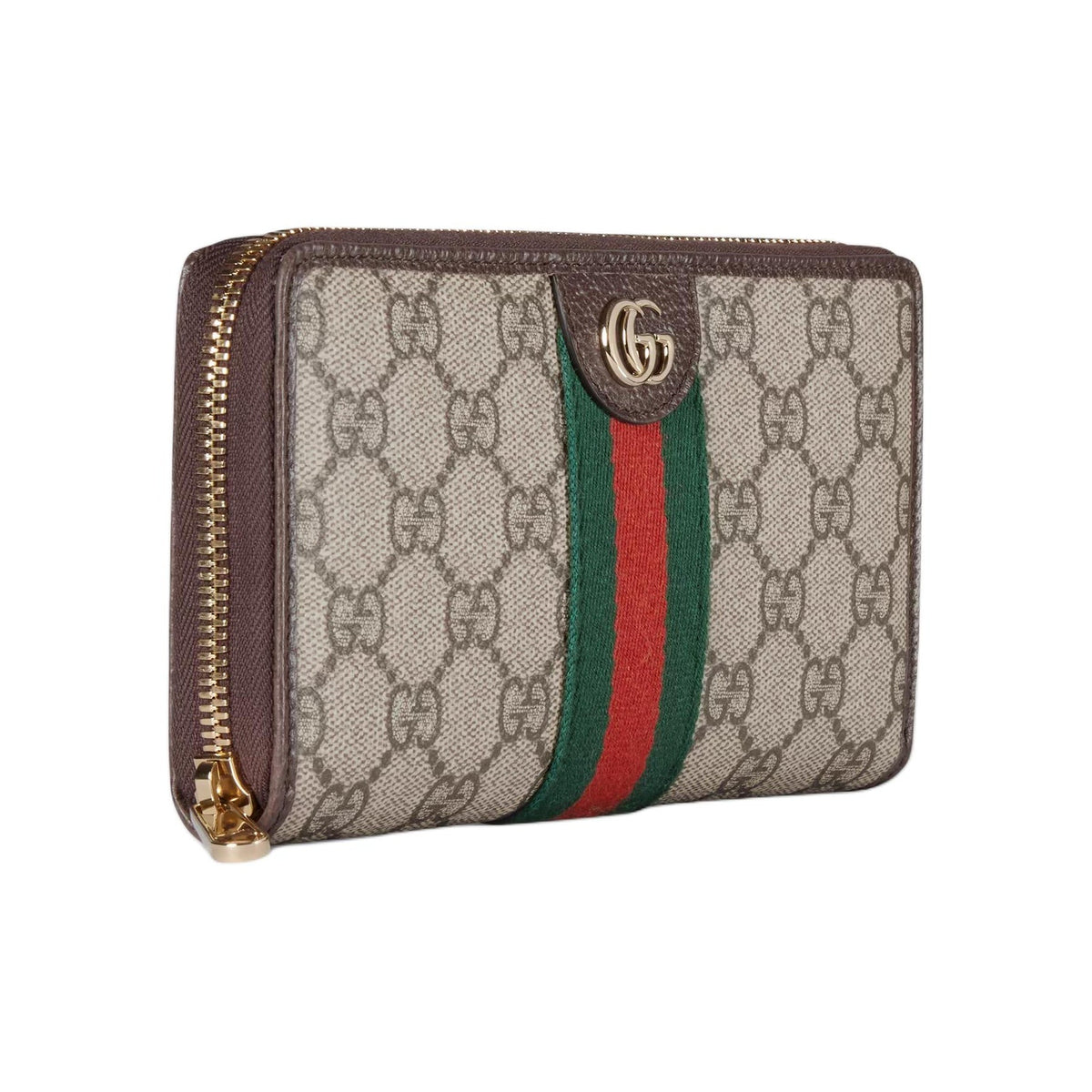 GUCCI Ophidia Women's Beige & Dark Brown Canvas & Leather Wallet | 838484