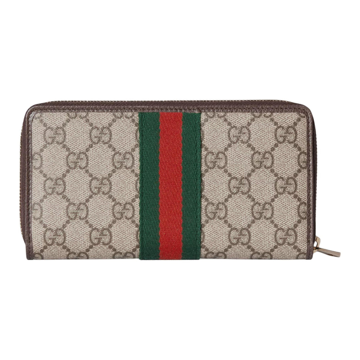 GUCCI Ophidia Women's Beige & Dark Brown Canvas & Leather Wallet | 838484