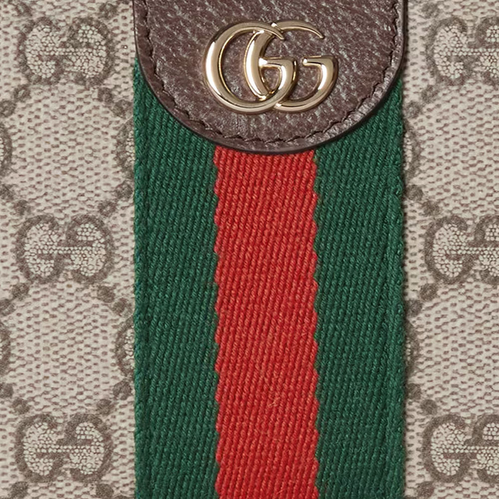GUCCI Ophidia Women's Beige & Dark Brown Canvas & Leather Wallet | 838484