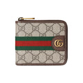 GUCCI Ophidia Men's Beige & Dark Brown Coated Canvas Wallet | 838653