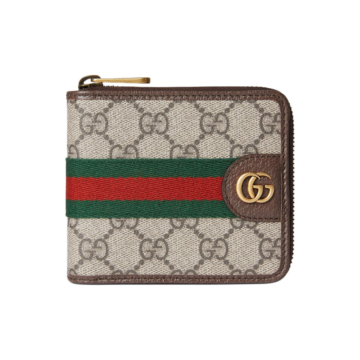 GUCCI Ophidia Men's Beige & Dark Brown Coated Canvas Wallet | 838653