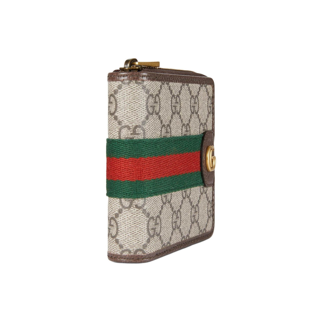 GUCCI Ophidia Men's Beige & Dark Brown Coated Canvas Wallet | 838653