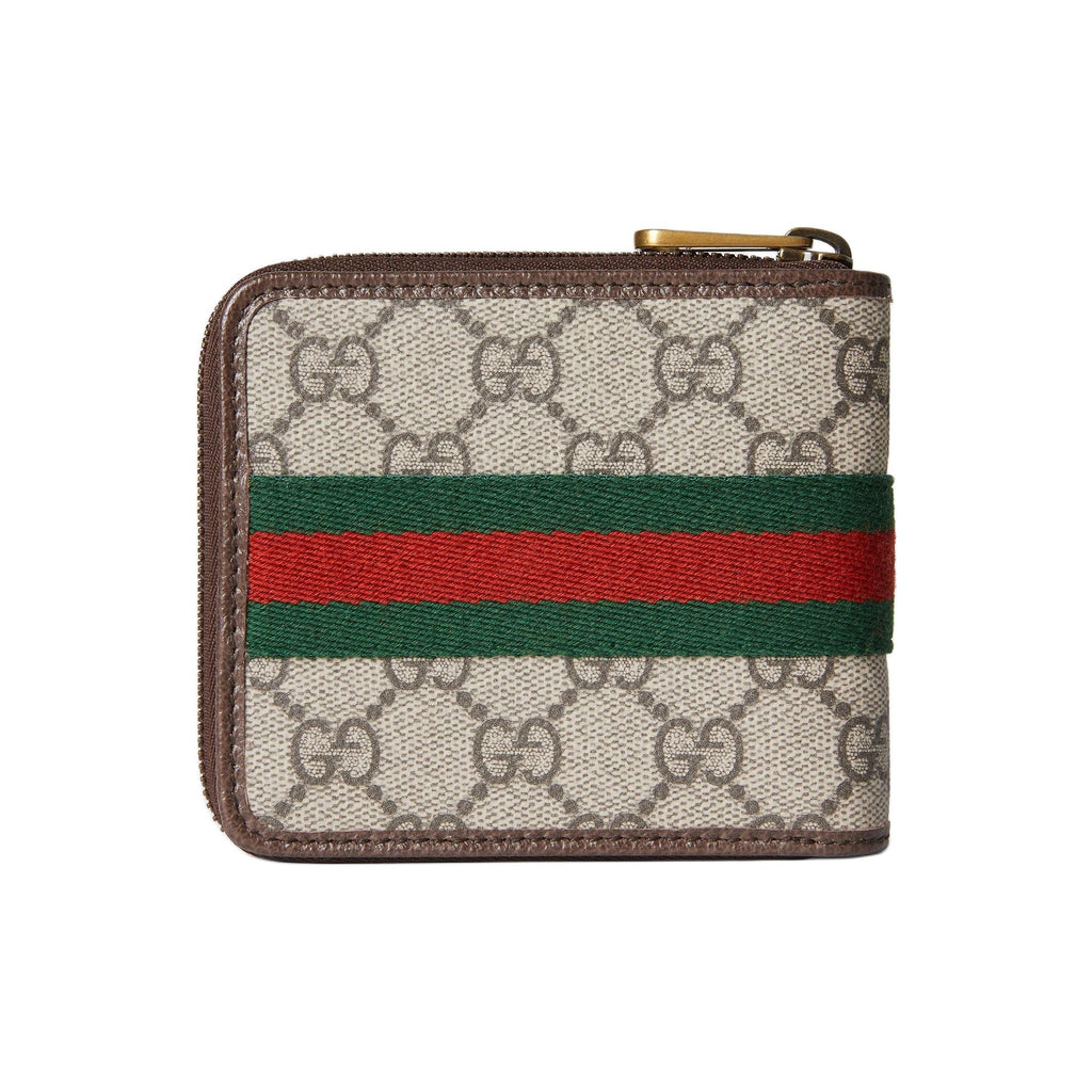 GUCCI Ophidia Men's Beige & Dark Brown Coated Canvas Wallet | 838653