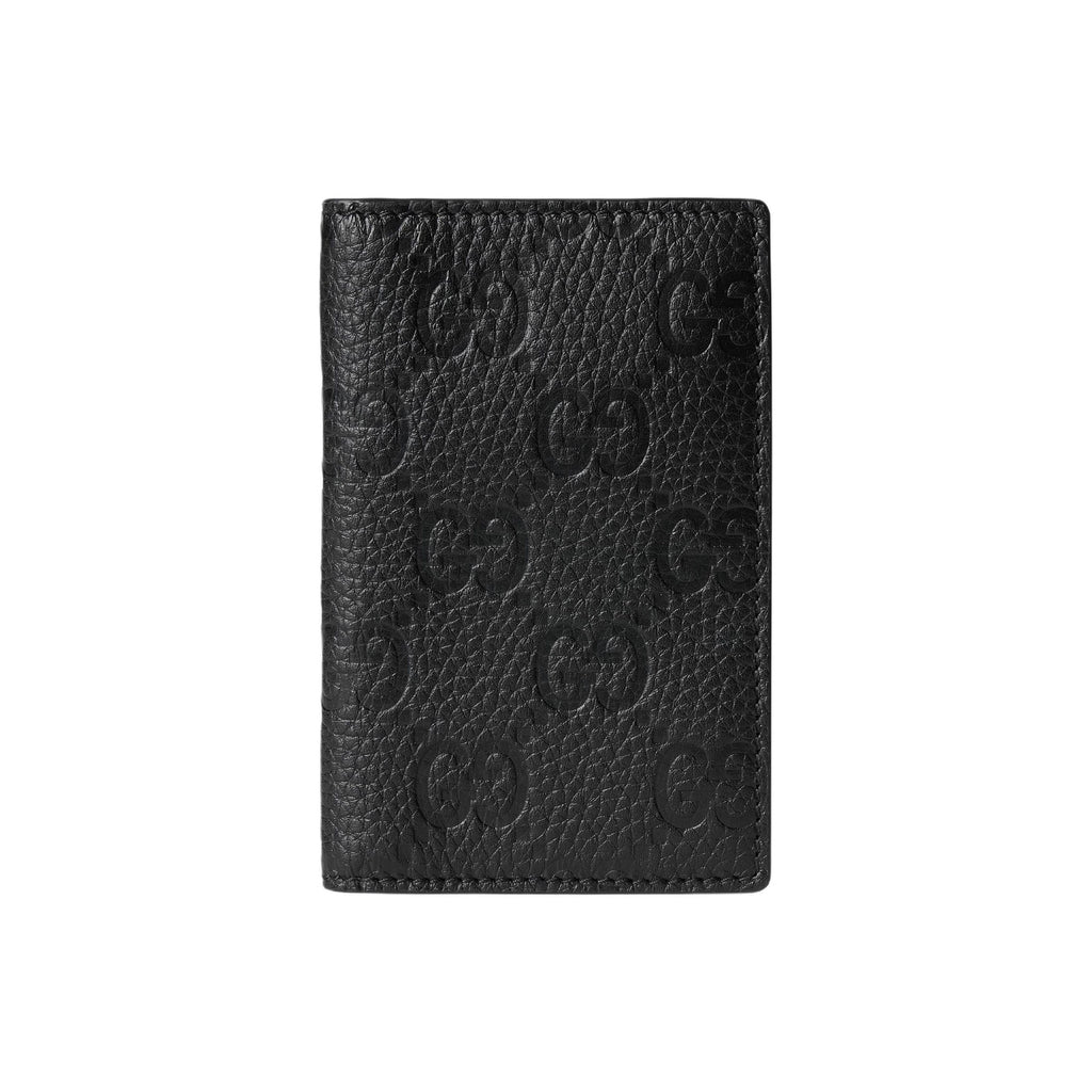 GUCCI IMPRINT Men's Black Leather Card Holder | 835011