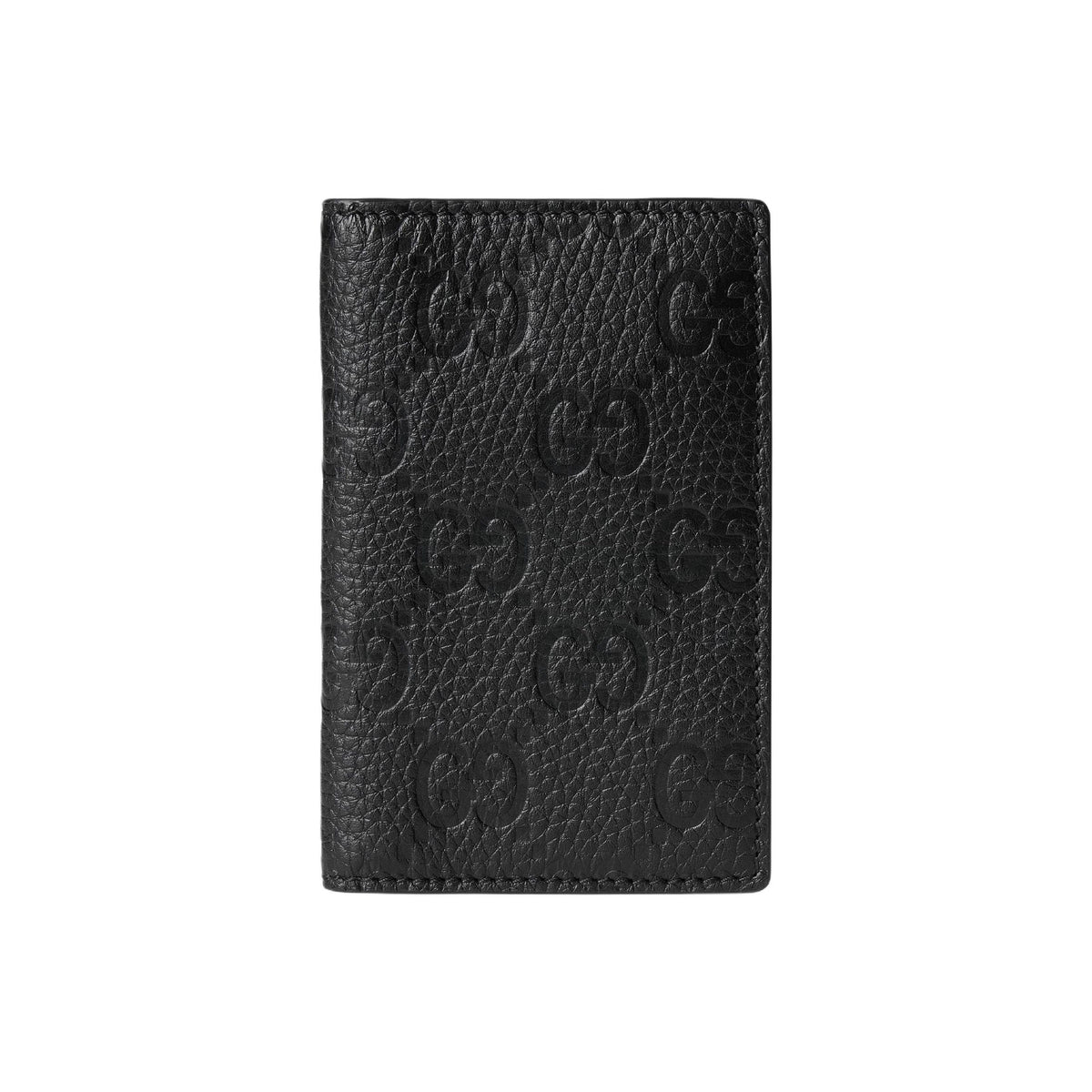 GUCCI IMPRINT Men's Black Leather Card Holder | 835011