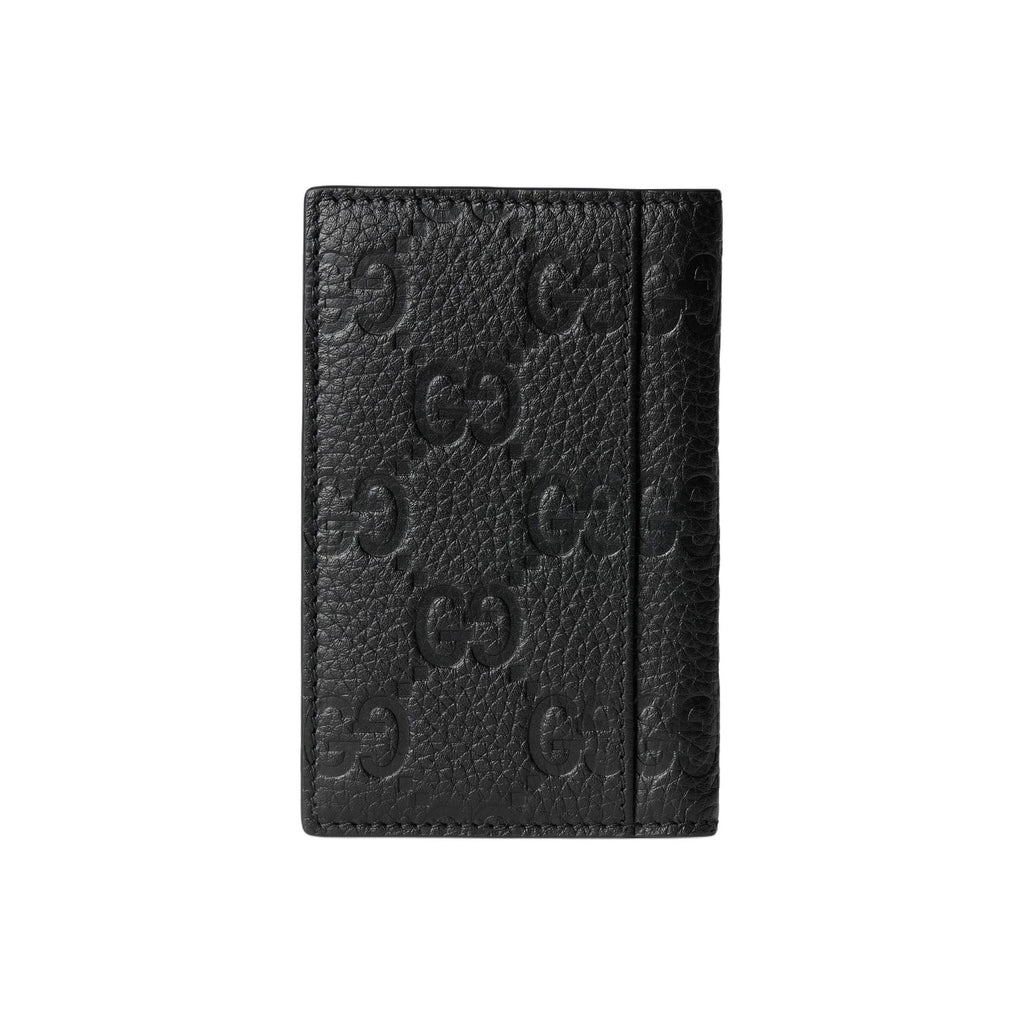 GUCCI IMPRINT Men's Black Leather Card Holder | 835011
