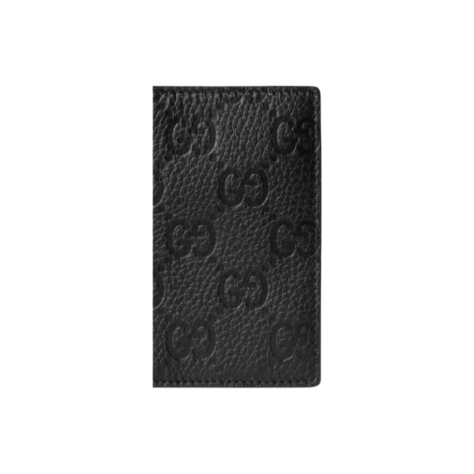GUCCI IMPRINT Men's Black Leather Card Holder | 835011