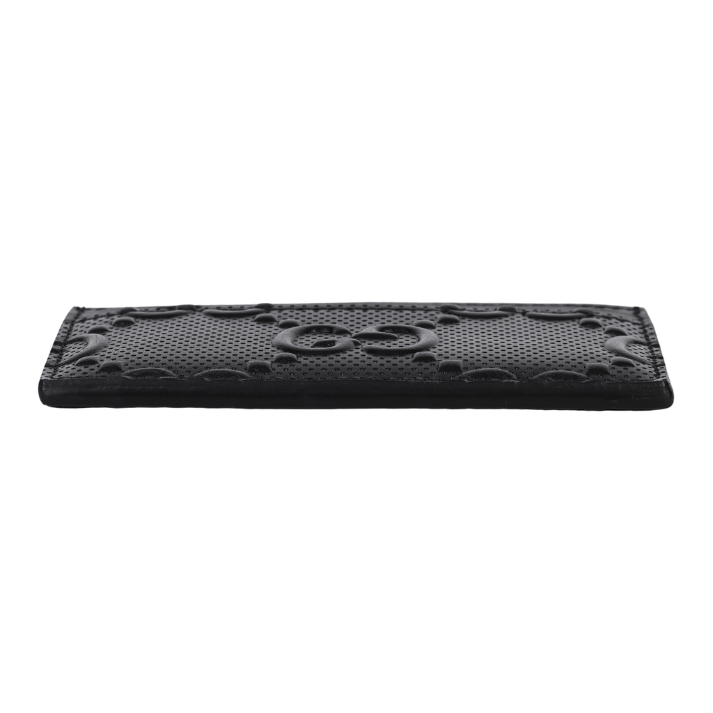 GUCCI Men's Black Cowhide Leather Embossed Monogram Card Holder | 625564