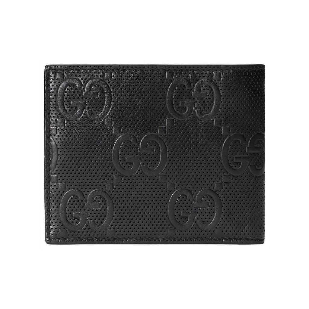 GUCCI GG Embossed Men's Black Leather Bifold Wallet | 625562