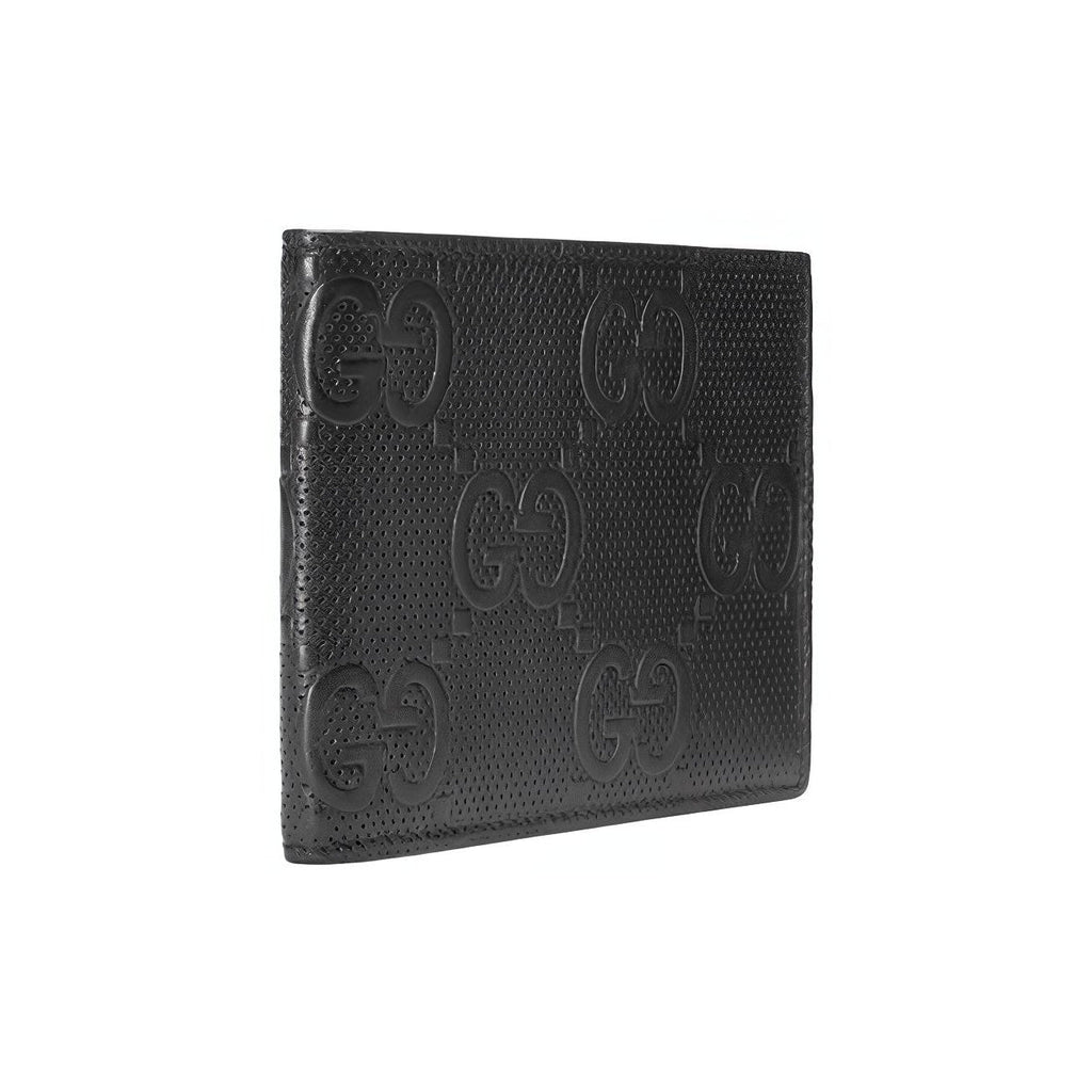 GUCCI GG Embossed Men's Black Leather Bifold Wallet | 625562