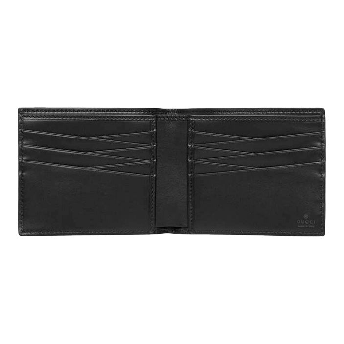 GUCCI GG Embossed Men's Black Leather Bifold Wallet | 625562