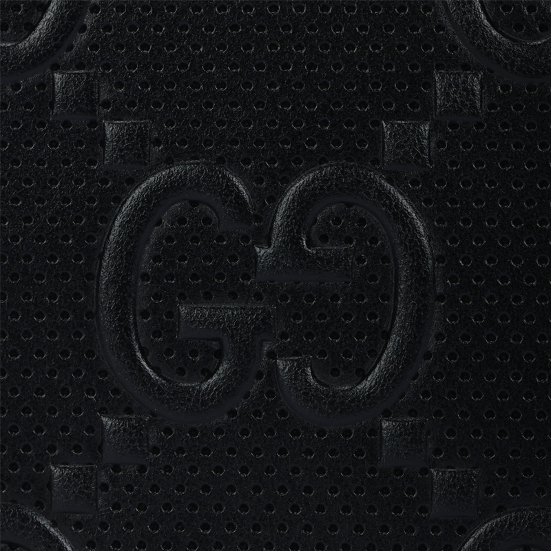 GUCCI Unisex Black Leather Embossed Monogram Long Zip Wallet | 625558