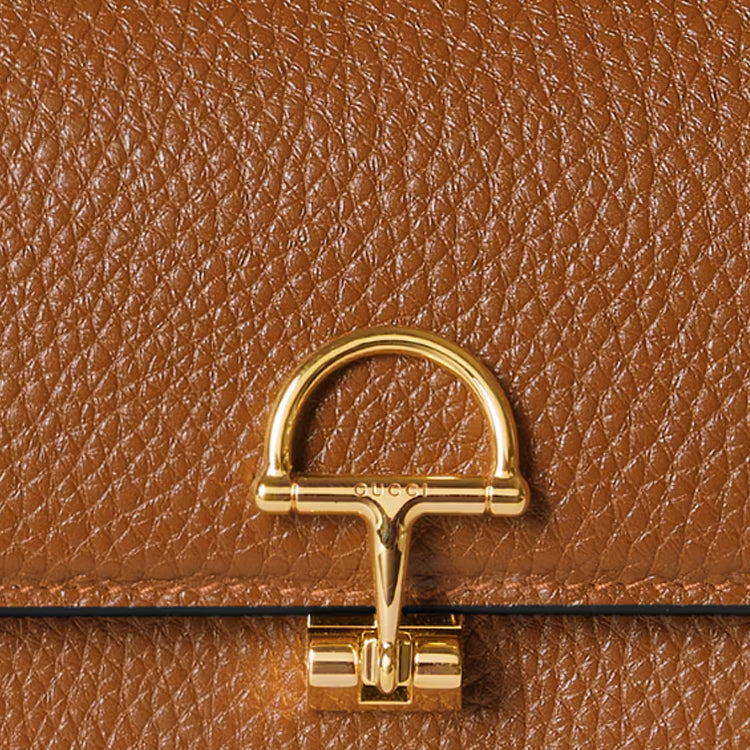 GUCCI Bamboo Softbit Women's Brown Textured Leather Wallet | 828147