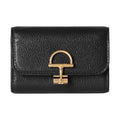GUCCI Softbit Women's Black Grained Leather Card Holder | 828148