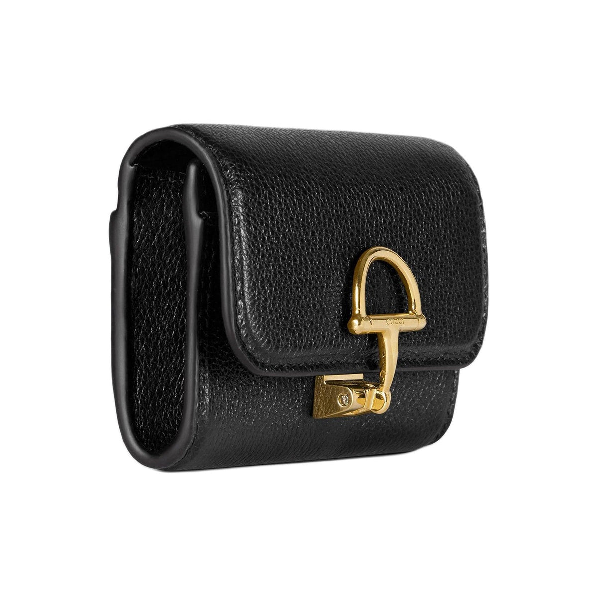 GUCCI Softbit Women's Black Grained Leather Card Holder | 828148
