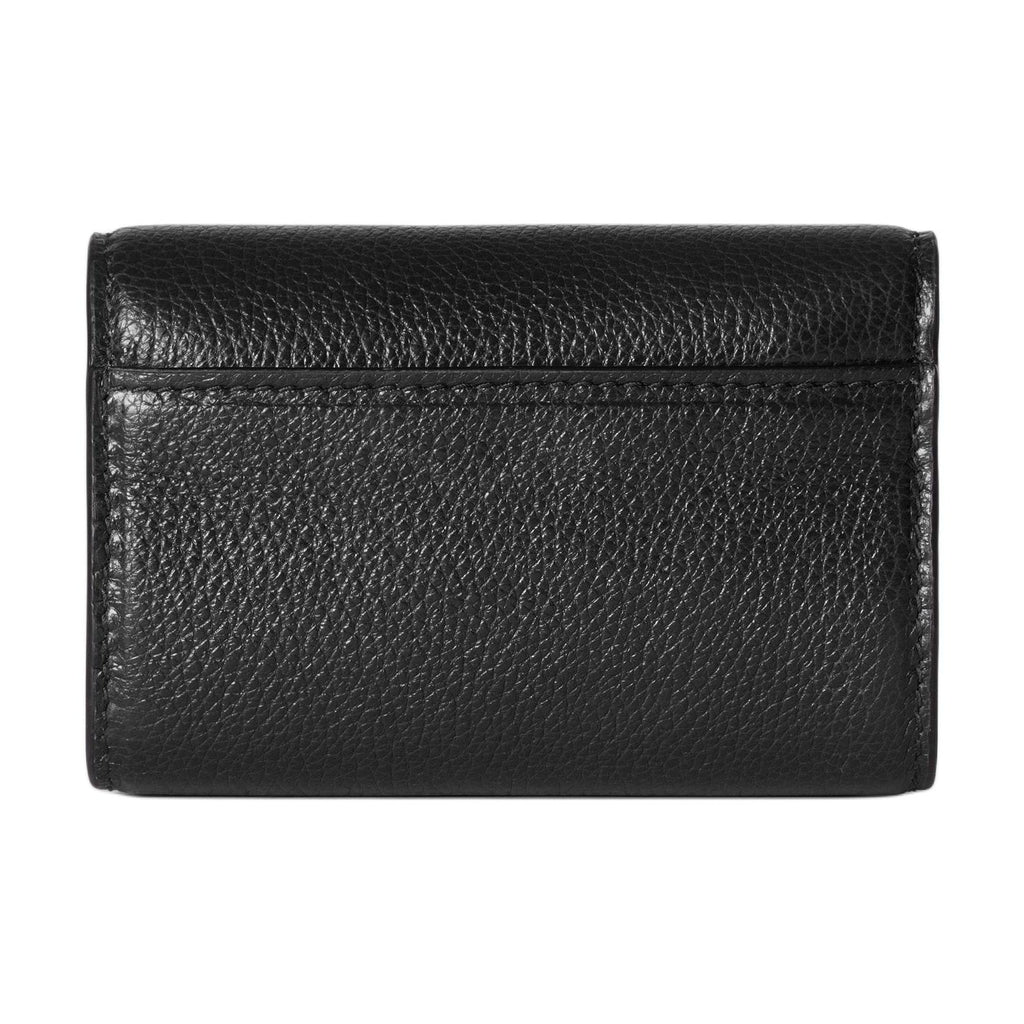 GUCCI Softbit Women's Black Grained Leather Card Holder | 828148