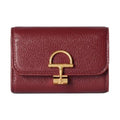 GUCCI Softbit Women's Small Red Grained Leather Card Holder | 828148