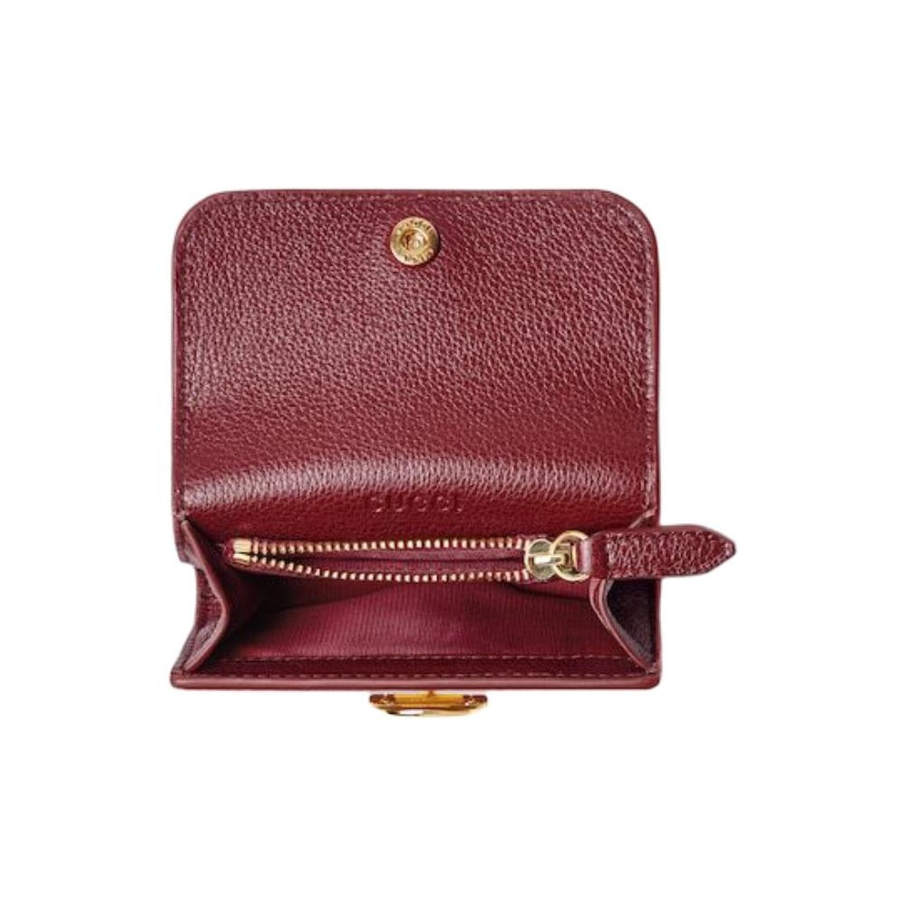 GUCCI Softbit Women's Small Red Grained Leather Card Holder | 828148