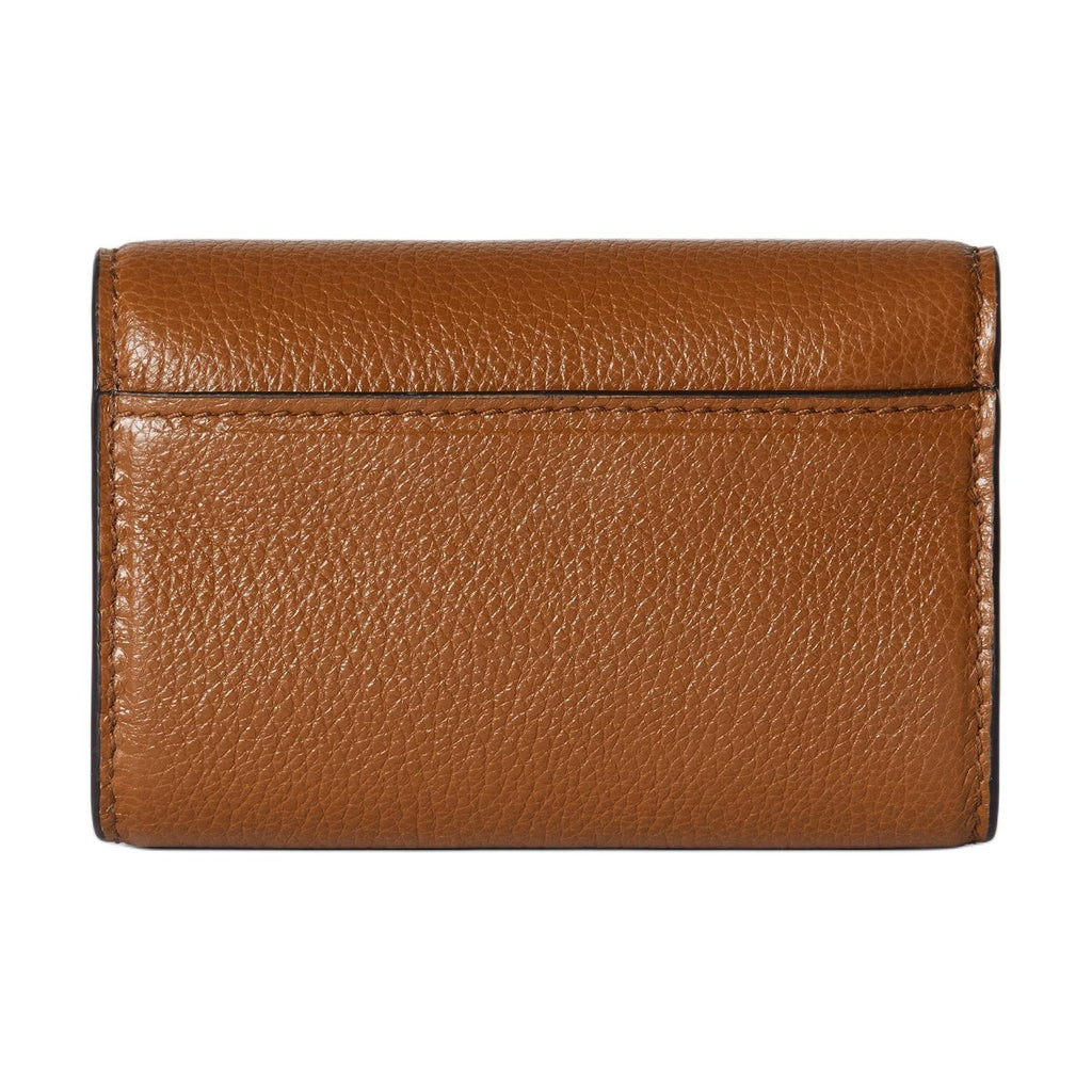 GUCCI Softbit Women's Brown Grained Leather Card Holder Wallet | 828148
