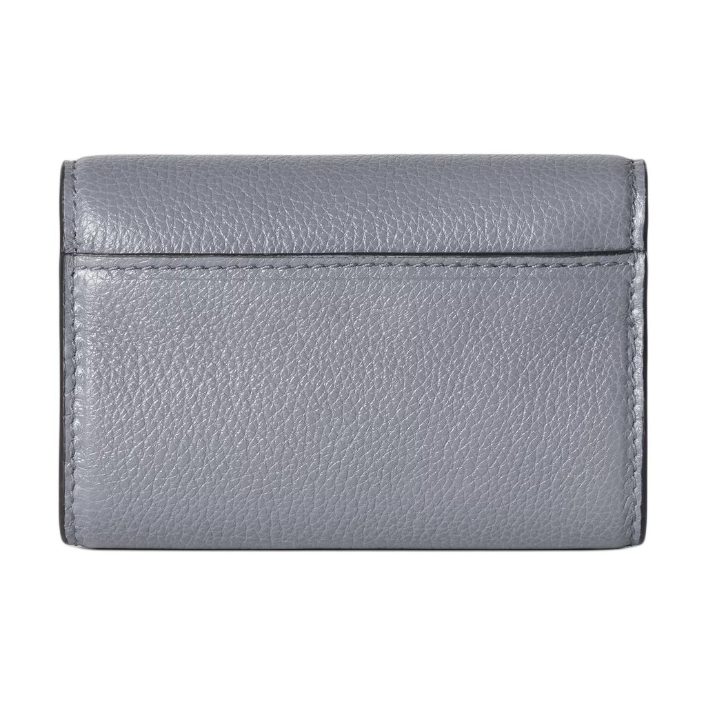 GUCCI Women's Gray Leather Card Holder with Gold-Tone Hardware | 828148
