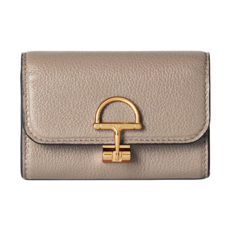 GUCCI SOFTBIT Women's Taupe Grained Leather Card Holder | 828148