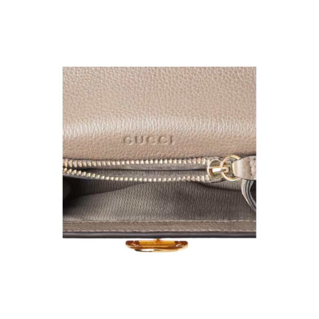 GUCCI SOFTBIT Women's Taupe Grained Leather Card Holder | 828148