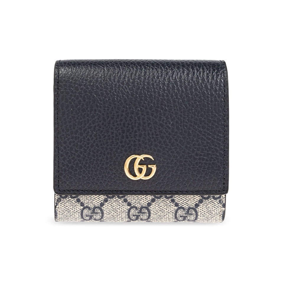 GUCCI GG Marmont Women's Navy Blue Canvas & Leather Wallet | 598587